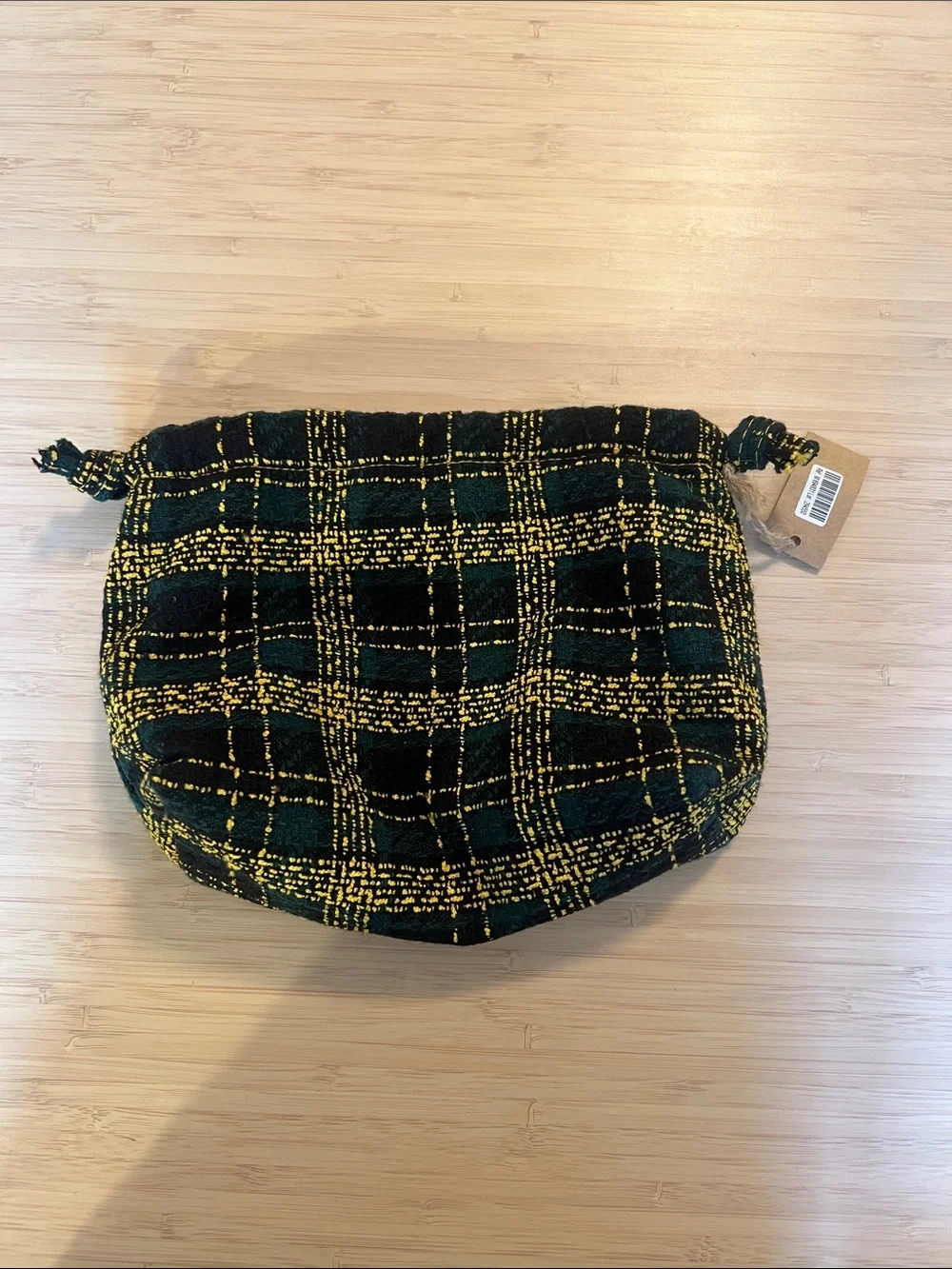 Sisley-Paris Black & Yellow Plaid Drawstring Cosmetic Pouch